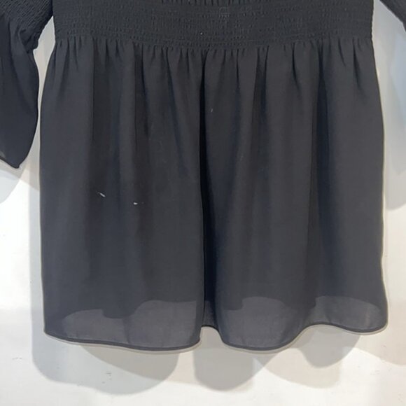 Aritzia Babaton black Grantland Smocked Off the Shoulder top sz Large - Picture 6 of 12